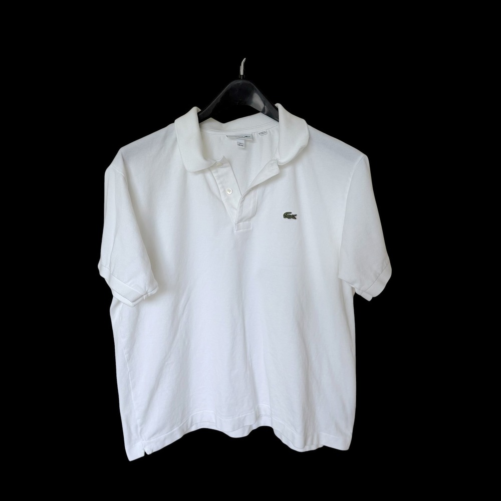 Lacoste Classic Fit Polo Shirt White Cotton Pique Size US XXL FR 7